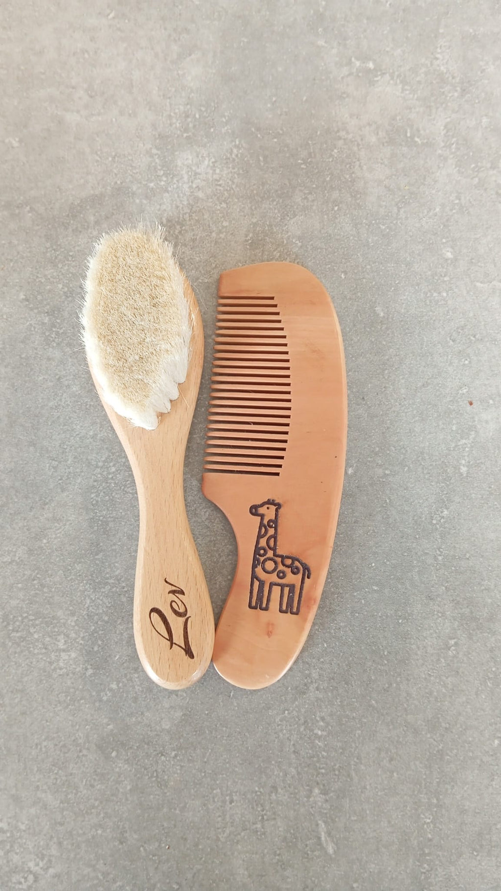 Duo brosse et peigne bébé gravés prénom - cadeau naissance personnalisé