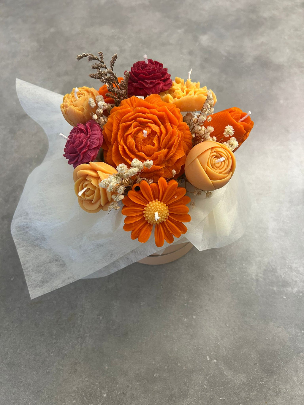 Bougie bouquet de fleurs personnalisée – Matana Création