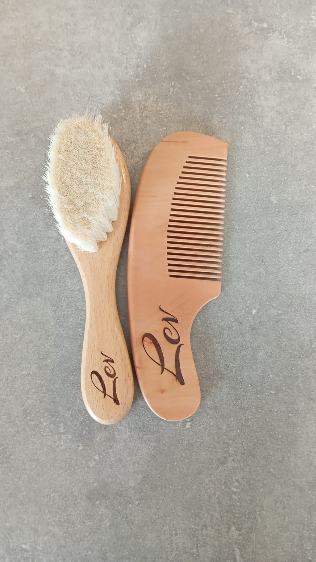Duo brosse et peigne bébé gravés prénom - cadeau naissance personnalisé